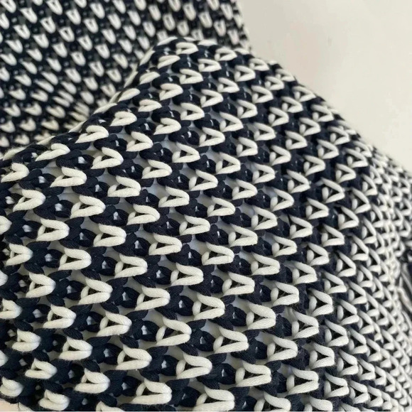 NWT Soft Surroundings Bambado Fringe Halter Tank Top Navy Blue White Knit S - Picture 7 of 13